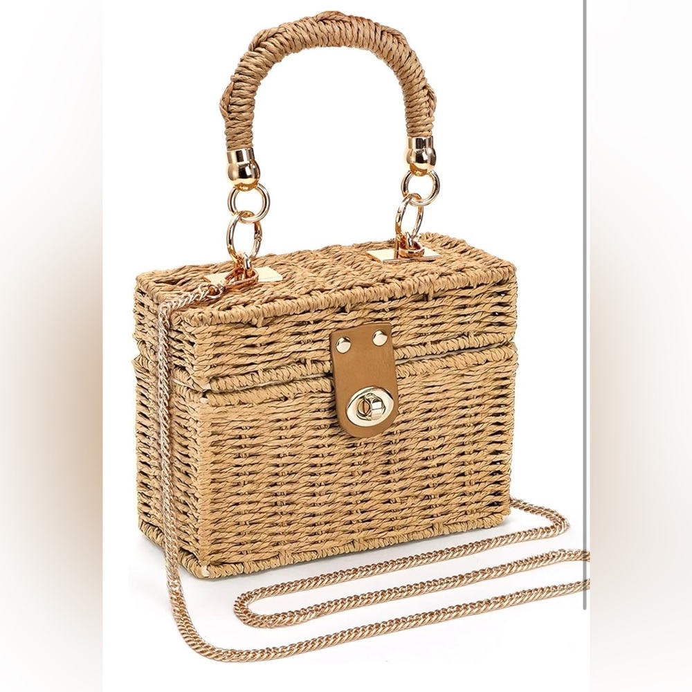 Chic Tan Woven Crossbody Bag
